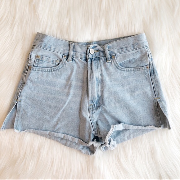 Forever 21 Pants - High rise light wash side slit shorts